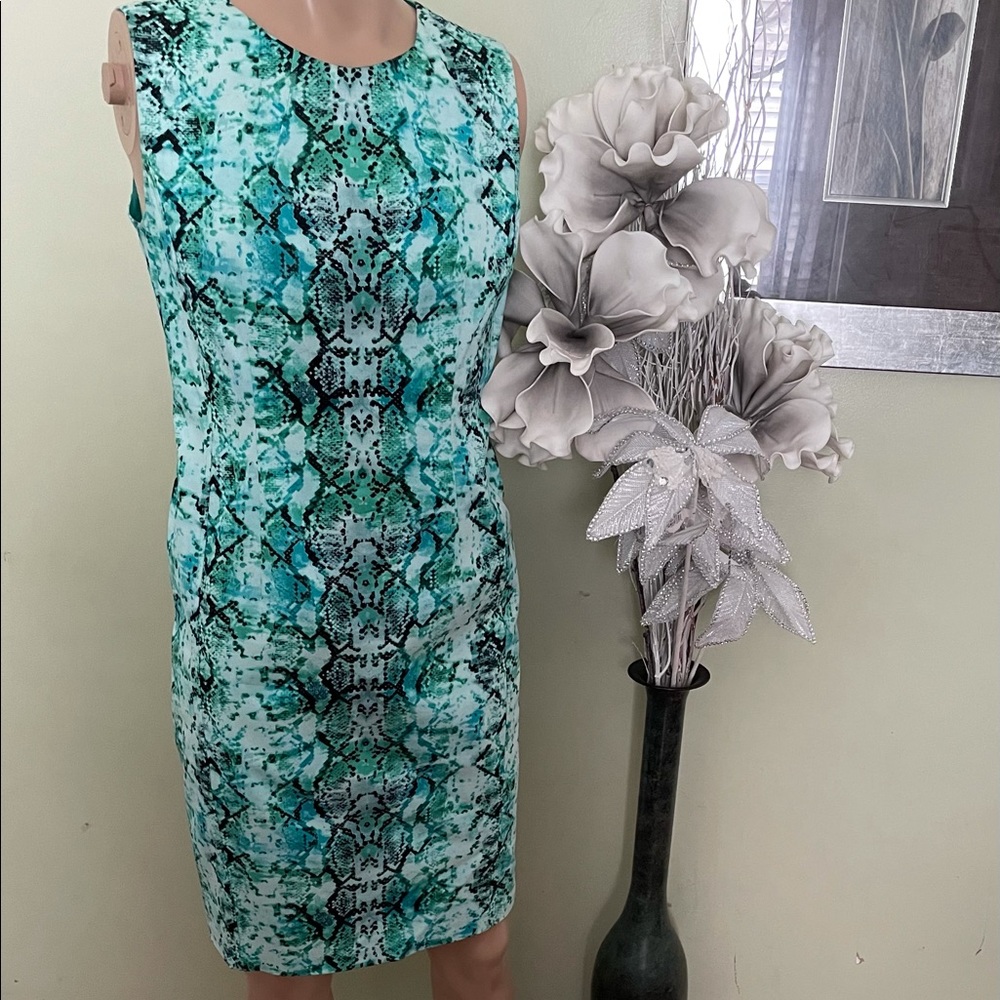 Snake skin print sheath dress.  
By: Liz Claiborne